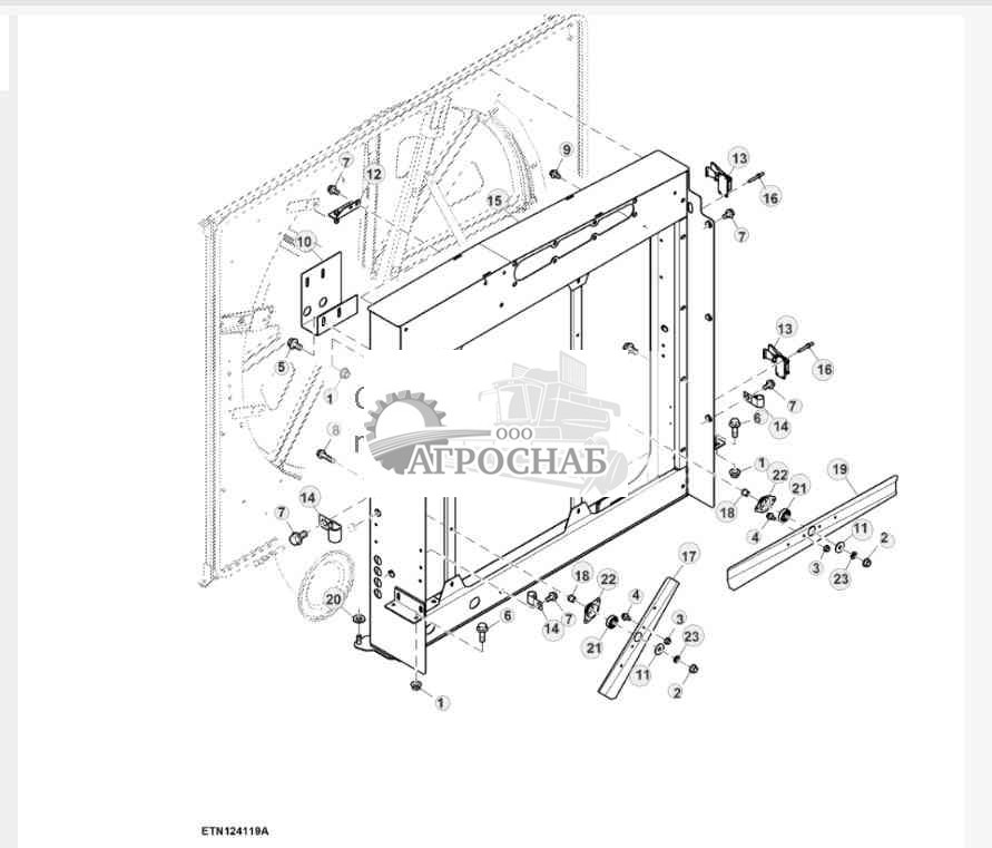 Рама комплекта элементов системы охлаждения для двигателей объемом 9,0 L 